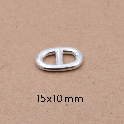Marine link connector Sterling silver plated - 10 microns - 15x10mm (2)