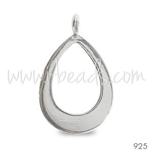 Sterling silver hollowed pear shape pendant 26x16mm (1)