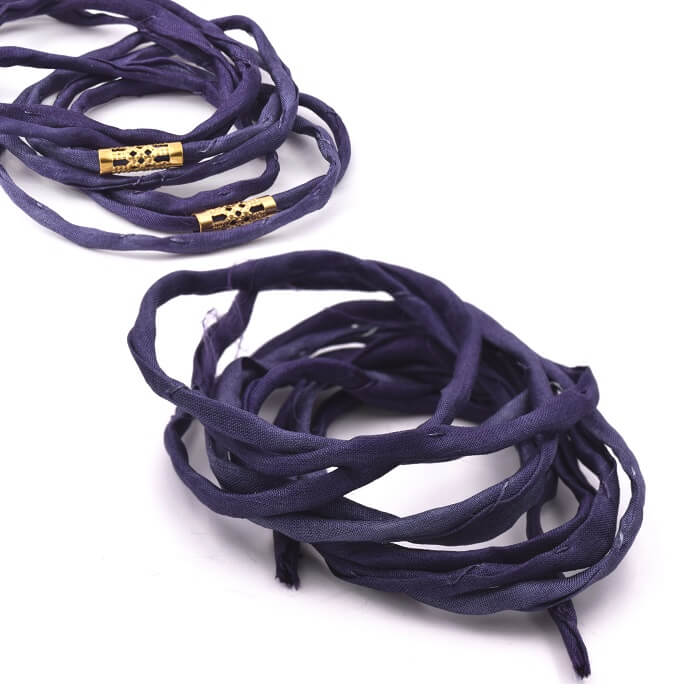 Natural Silk Cord Hand Dye Navy Indigo 2mm (1m)