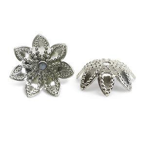 Bead caps metal silver finish 9mm (10)