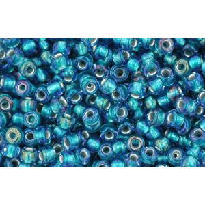 cc274 - Toho beads 11/0 rainbow crystal/green teal lined (10g)