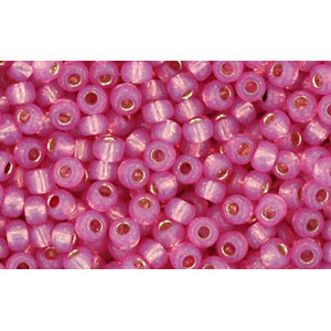 cc2106 - Toho beads 11/0 silver lined milky hot pink (10g)