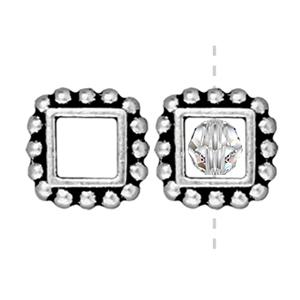Square bead frame metal antique silver plated for 4mm beads 9mm (1)