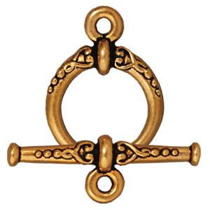 Toggle clasp heirloom metal antique gold plated 15x20mm (1)