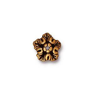 Bead caps oak leaf metal antique gold plated 9mm (1)