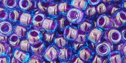 cc252 - Toho beads 6/0 inside colour aqua/purple lined (10g)