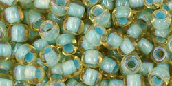 cc952 - Toho beads 6/0 rainbow light topaz/sea foam lined (10g)