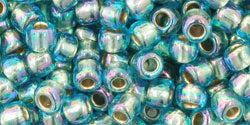 cc995 - Toho beads 6/0 gold lined rainbow aqua (10g)