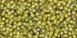 cc246 - Toho beads 15/0 luster black diamond/opaque yellow lined (5g)