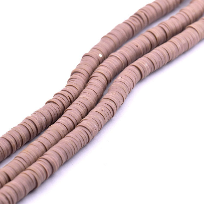 Heishi bead 6x0.5-1mm - taupe pink polymer clay (1 strand - 39cm)