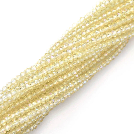 Glass Bead Crystal champagne Raimbow, Faceted, Round 2mm, hole 0.5mm - 36cm (1strand)