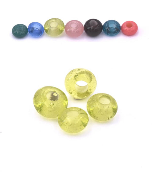 Ethnic glass donut wheel bead - peridot green 7-8mm (4)