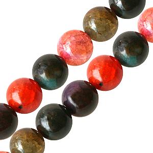 Multicolour fire agate round beads 10mm strand (1)