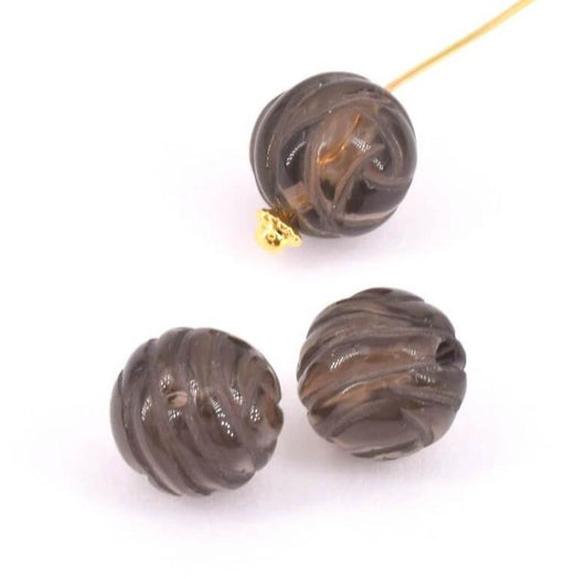 Buy Beads carved smoked Quartz 11mm