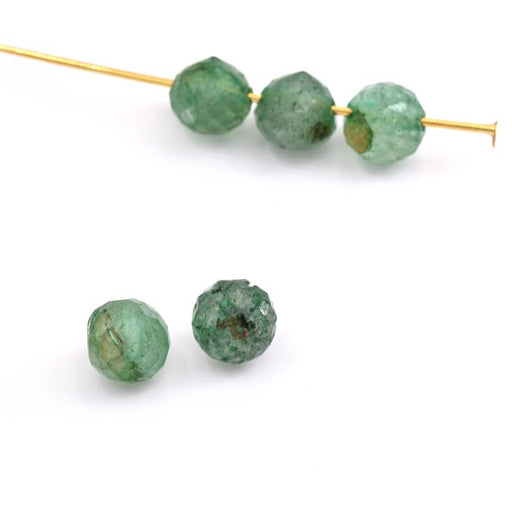 Drop bead Pendants Faceted GREEN strawberry Quartz - 4-5mm - Hole: 0.9mm (5)