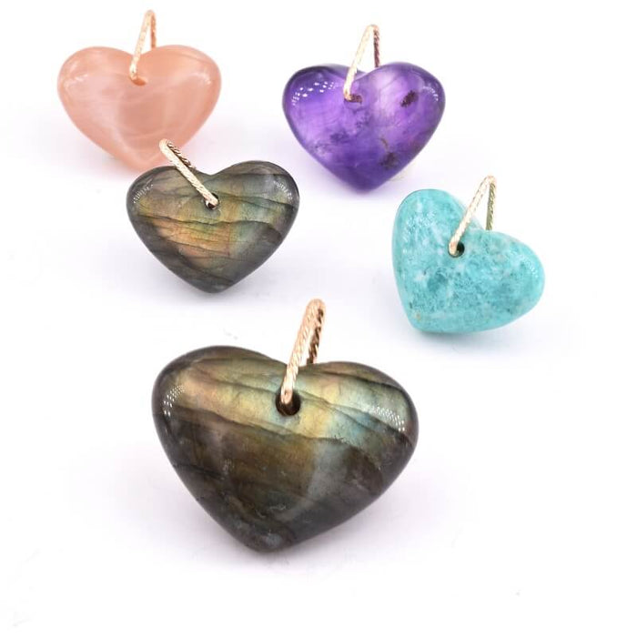 Heart Pendant Labradorite 20x16x9mm with bail - Hole: 1.5mm (1)