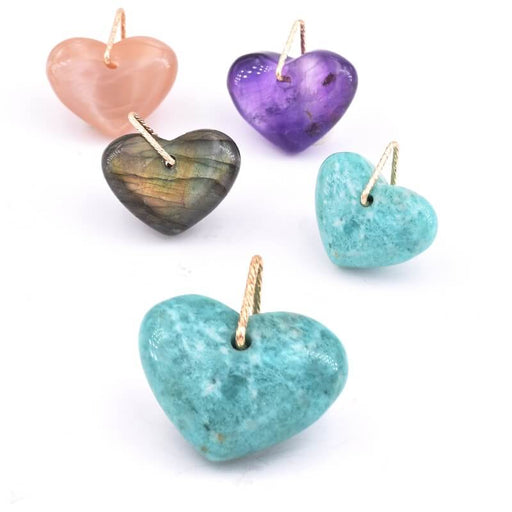 Heart Pendant Amazonite 20x16x9mm with bail - Hole: 1.5mm (1)