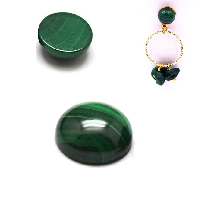 Cabochon Flat Round Natural Malachite 10mm (1)