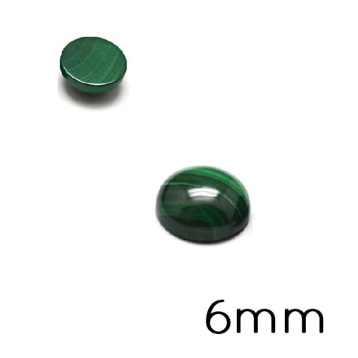 Cabochon Flat Round Natural Malachite 6mm (1)