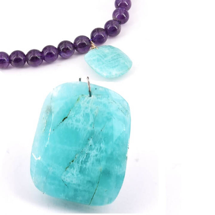 Pendant Faceted Amazonite 21-16x14-11mm - Hole: 0.5mm (1)