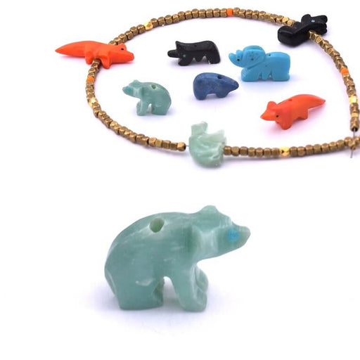 Buy Jade Green bead tiny bear 14x9mm - Hole: 1mm (1)