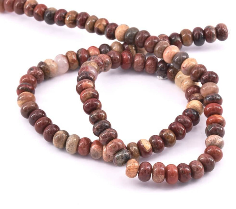 Red Jasper Rondelle Beads 6x4mm - Hole: 1mm, 40cm (1strand)