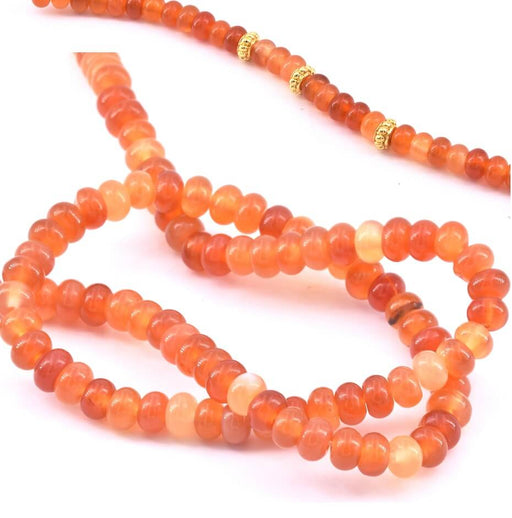Carnelian Rondelle Beads orange 6x4mm - Hole: 1mm, 40cm (1 strand)