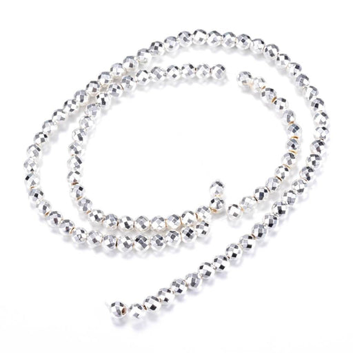 Buy Hematite Faceted Round Beads Silver Plated 2mm - 40cm (1 strand)
