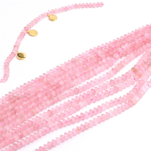 Heishi Beads Bicone chips Beads Rose Quartz 4mm - Hole 0.5mm (1 strand-33cm)