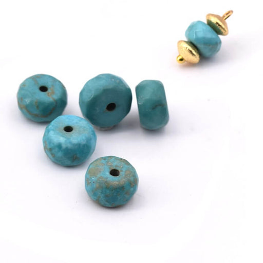 Rondelle Beads Faceted Turquoise Howlite - 5x8mm - Hole: 1mm (5)