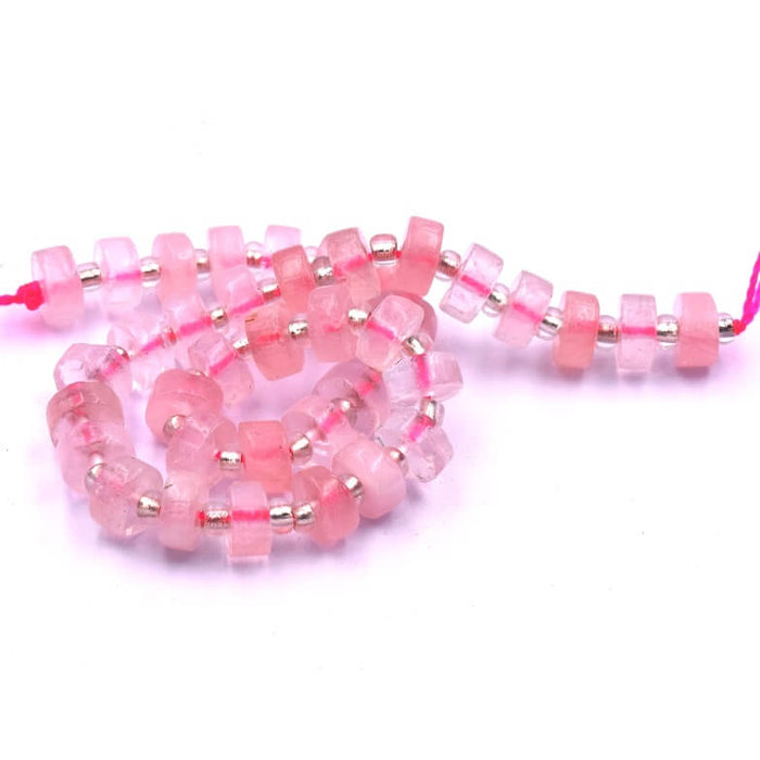 Heishi Rondelle Beads Rose Quartz - 6x3mm (1 Strand-19cm)