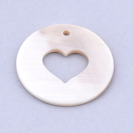 Buy Shell pendant with hollow heart 25mm - Hole: 1.2mm (1)
