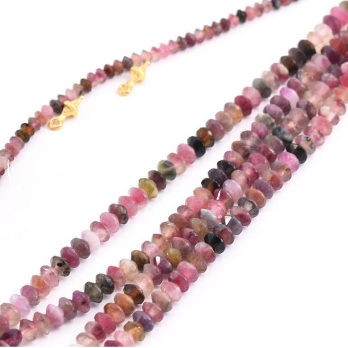 Heishi Beads Tourmaline 4x2mm Bicone Bicone - Hole 0.5mm (1 strand-38cm)