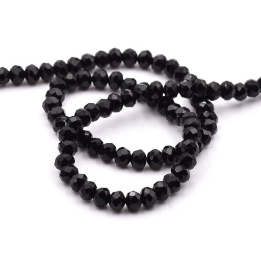 Buy Beads Faceted Rondelle Black Jade 4x2.5mm - Hole: 1mm (1 strand-34cm)