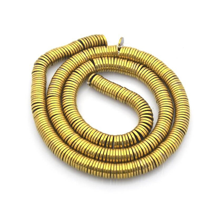 Hematite Heishi Rondelle Beads Gilt Bronze 6x1mm (1 strand-39cm)