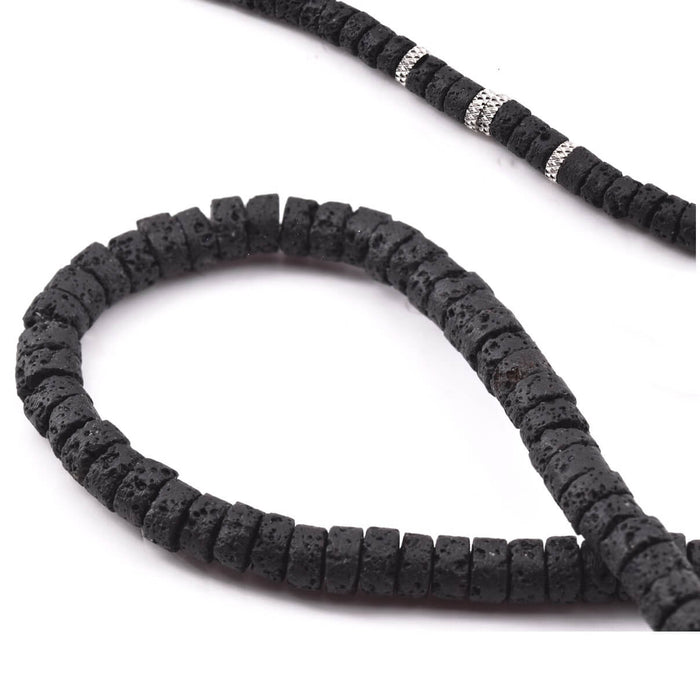 Heishi Rondelle Beads Lava Stone 6x3mm Hole: 0.8mm (1 strand-38cm)