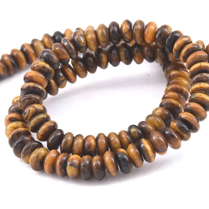 Rondelle Donut Beads 6x3mm Tiger Eye - Hole: 0.5mm (1 strand-39cm)