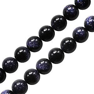 Blue goldstone round beads 8mm strand (1)