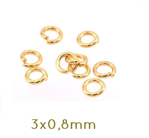 Buy Jump Rings 925 Silver flash gold plated 1 micron - 3x0.8mm (10)