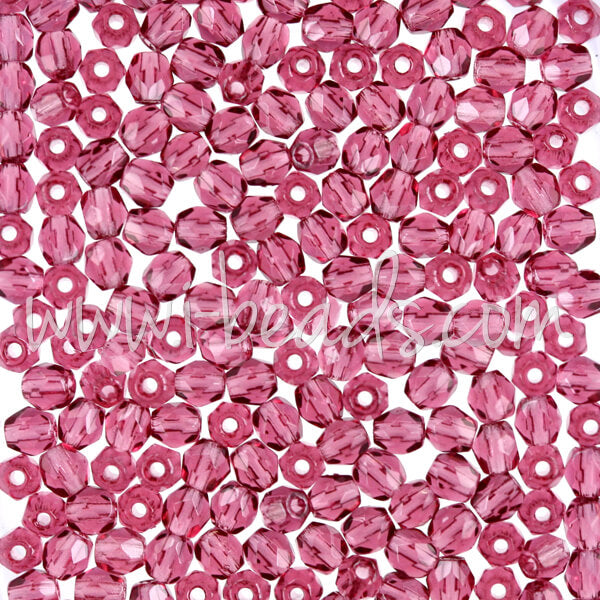 Czech fire-polished beads fuchsia 3mm (50)