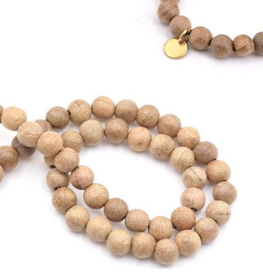 Buy Wooden beads, round, Natural, 6mm, hole: 1mm, approx 63 pcs (1 strand)