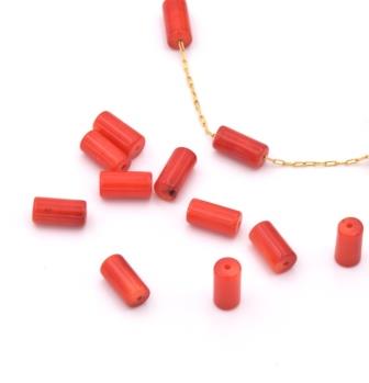 Bamboo coral cylinder bead 8x4mm hole : 0.5mm (10)