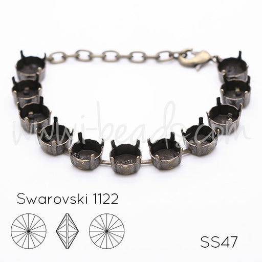 Buy Bracelet setting for 12 Swarovski Swarovski 1122 rivoli SS47 brass (1)