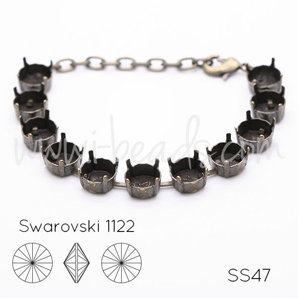 Bracelet setting for 12 Swarovski Swarovski 1122 rivoli SS47 brass (1)