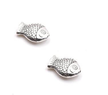 Beads, flat fish, color antique Silver 14x10mm (1)