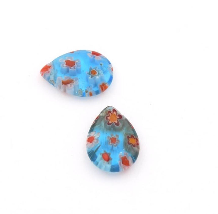 Millefiori Drop 14mm LIGHT BLUE (2)