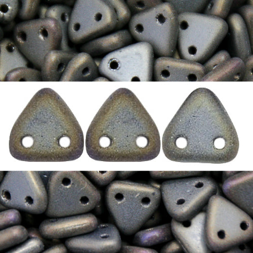 2 holes CzechMates triangle matte iris brown 6mm (10g)