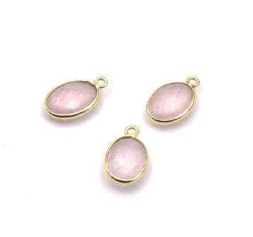 Buy Rose Quartz bezel pendant set with vermeil 14x9mm (1)
