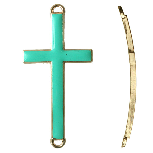 Cross link cold enamel turquoise 22x46mm (1)