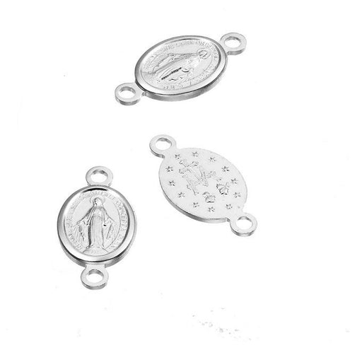 Sterling Silver 925 Oval medal with Virgin,link, 8mm (1)
